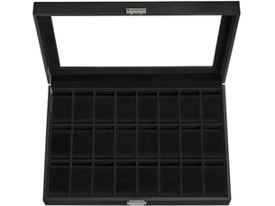 Boîte de rangement pour 24 montres 29,5 x 43 x 8 cm finition élégante en mdf noir 12_0008913
