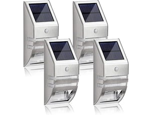 4-pack solar extérieur sensor lights — étanche — stainless steel — extérieur wall lights — ideal pour gardens, patios, et pathways, gris
