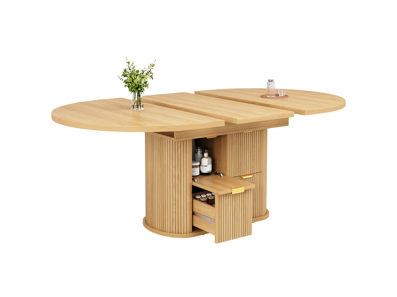  Table à manger 158x118x76.8 cm - extensible - 6 places - 4 à 6 personnes - grand rangement - rabattable - 2 tiroirs - mdf - usage quotidien - blanc CozyNest - Conforama A