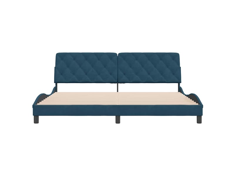 Lit double- lit adulte - cadre de lit sans matelas bleu 200x200 cm velours - Conforama D