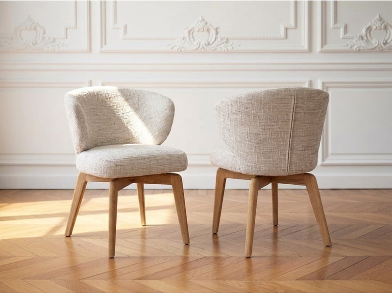  Bobochic lot de 2 chaises pivotantes anne placage chêne massif et tissu texturé marron clair ANNE - Conforama D