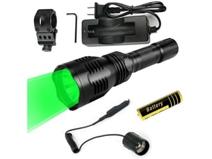 Flashlight green light powerful 2000 lumens tactical torch remote rechargeable waterproof hunting torch for camping mountaineering hiking