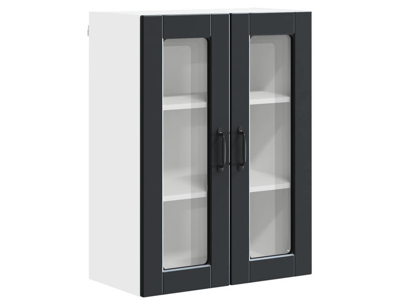Meuble mural de cuisine, cabinet en verre mural noir 60x31x80cm shl2046 - Conforama A