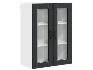 Meuble mural de cuisine, cabinet en verre mural noir 60x31x80cm shl2046