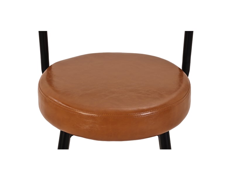  Lot de 2 tabourets de bar 37x37x90,5 cm, dossier et repose-pieds, meuble cuisine, pour salon, pieds en métal, pu marron  - Conforama E