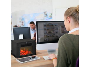 Cheminée électrique noire 1200 w à flamme réaliste, chauffage indépendant compact pour votre intérieur