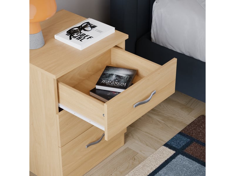  Table de chevet riano, commode de nuit, chambre, rangement, 56x40x36cm, 3 tiroirs, pin 333451 - Conforama E