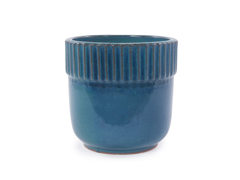  Pot de fleurs 38x38x36 cm en céramique brillant bleu turquoise  - Conforama A
