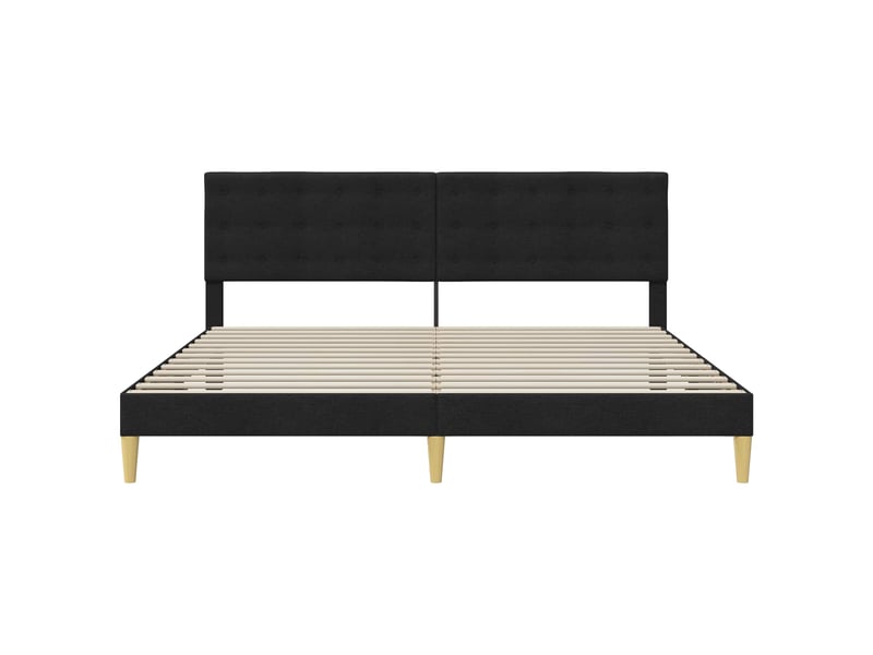  Lit double- lit adulte -  cadre de lit avec tête de lit noir 200 x 200 cm tissu  - Conforama C