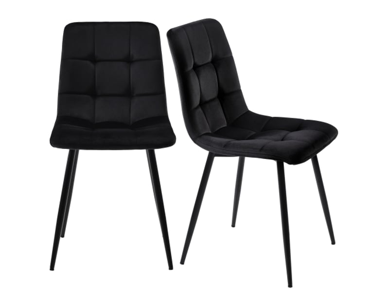  Lot de 4 chaises de salle à manger, chaise noire, chaises design rembourrées avec dossier, assise en velours, structure en métal  - Conforama C