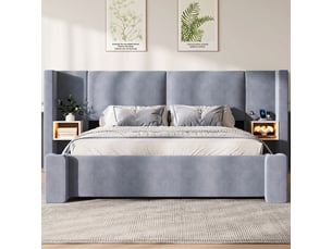 Lit coffre 180x200 cm <strong></strong>  <strong></strong> coloris gris