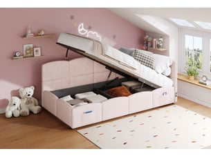 Lit coffre 90x200 cm <strong>OKWISH</strong>  <strong></strong> coloris rose