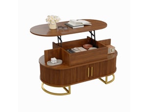 Table basse ovale coloris bois foncé <strong>DESMIU</strong> <strong></strong> - 50 cmx100 cm