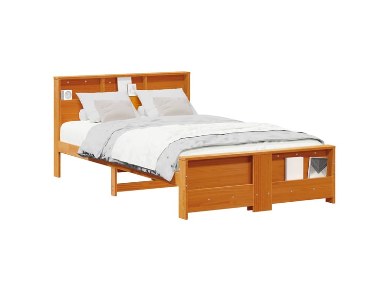  Lit double- lit adulte -  cadre de lit avec étagère brun  120 x 190 cm pin massif  - Conforama A