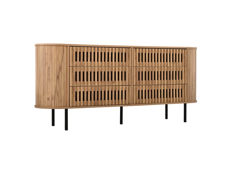  Buffet 160 cm effet bois, 6 tiroirs design à lattes  - Conforama A