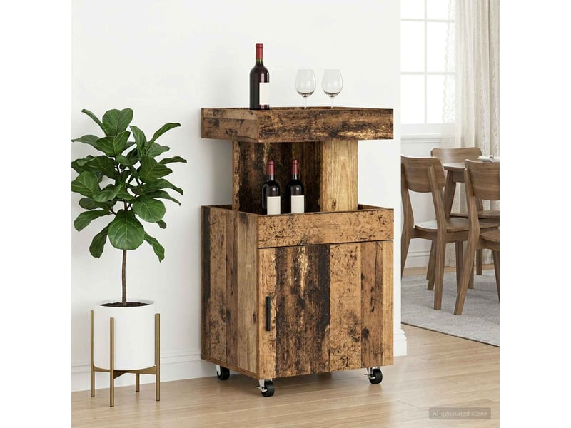  Chariot de service, chariot de bar bois ancien 50x41x89 cm bois d'ingénierie  - Conforama B