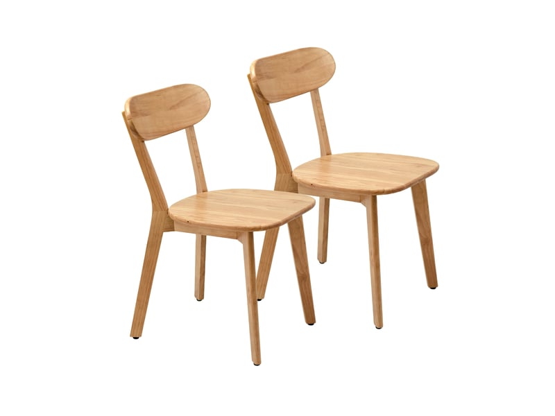  Lot de 2 chaises de salle à manger 49,5x43x78 cm dossier incurvé bois couleur bois, design naturel, confort optimal  - Conforama A