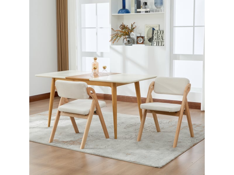  Chaises pliantes rembourrées en hêtre massif – lot de 2, empilables, beige – chaise d’appoint cuisinebureaumariage  - Conforama B