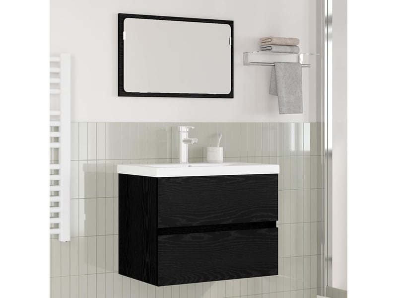 Ensemble de mobilier de salle de bain 3 pc chêne noir cf64335 - Conforama B