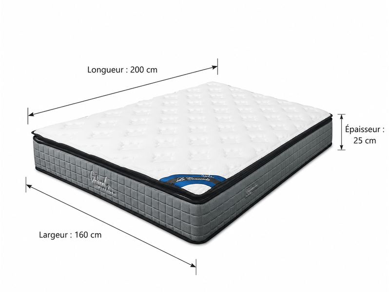  Matelas le concorde à ressorts ensachés – 160x200x25 cm – grand confort &amp; soutien ferme  - Conforama C