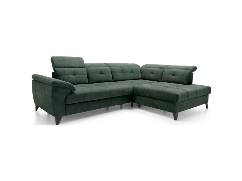  Canapé d'angle vert 5 places angle droit assise profonde inferno  - Conforama E
