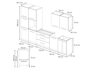 Vicco cuisine, chêne de force doré, 340cm, pt marbre