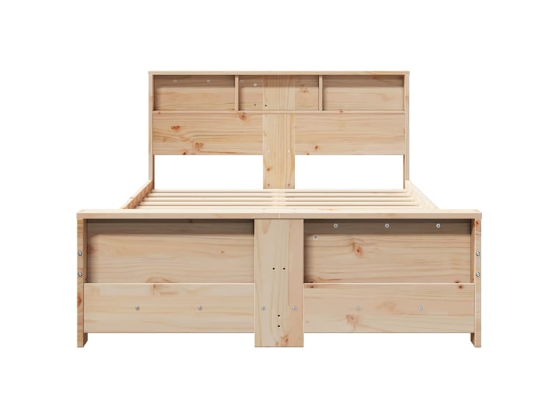  Lit double- lit adulte -  cadre de lit avec étagère marron 120 x 200 cm pin massif  - Conforama D