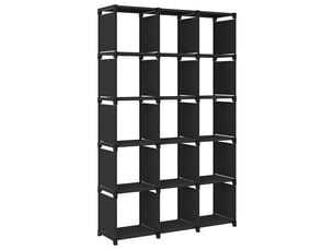 Étagère d'affichage 15 cubes noir 103x30x175,5 cm tissu