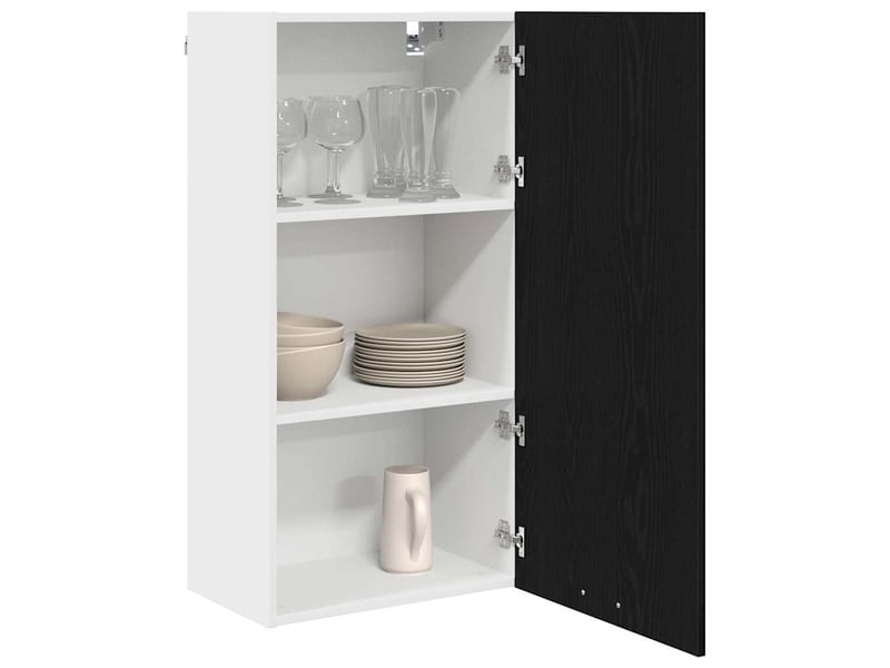  Meuble de rangement cuisine, armoire suspendue chêne noir et blanc 50x31x100cm  - Conforama C
