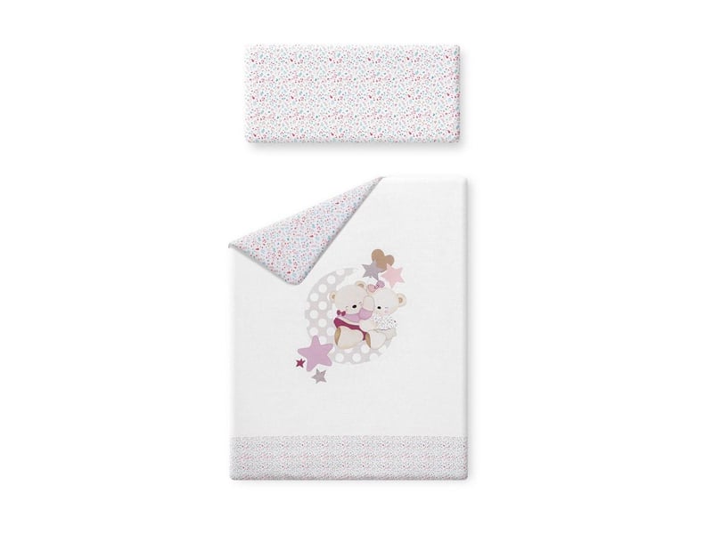  Berceau pliant en hêtre avec matelas - fleurs et pétales interbaby - rose MINITI004-02 - Conforama B