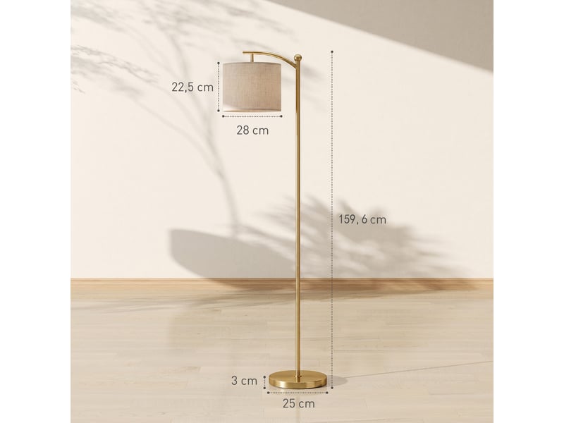 Lampadaire led, à intensité variable en continu par interrupteur au pied et minuterie, doré  - Conforama E