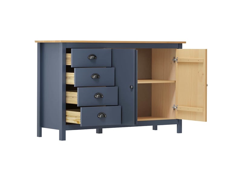  Buffet - bahut - meuble de rangement hill gris 130x40x80 cm bois de pin solide  - Conforama C
