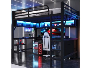 Lit mezzanine 140x200 cm <strong>SAPGAKS</strong> <strong></strong> coloris noir
