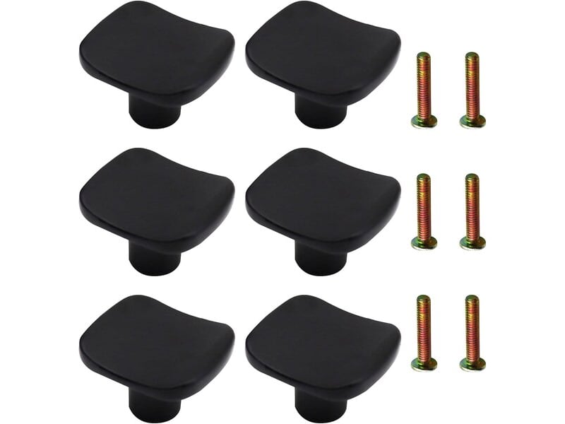  Pack de 6 poignées carrées noires à un seul trou, poignées en alliage de zinc pour cuisine, tiroirs et commodes  - Conforama A
