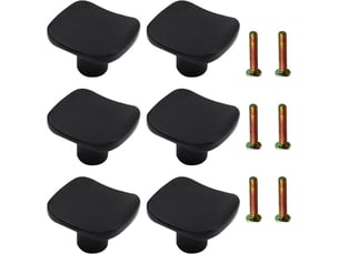 Pack de 6 poignées carrées noires à un seul trou, poignées en alliage de zinc pour cuisine, tiroirs et commodes