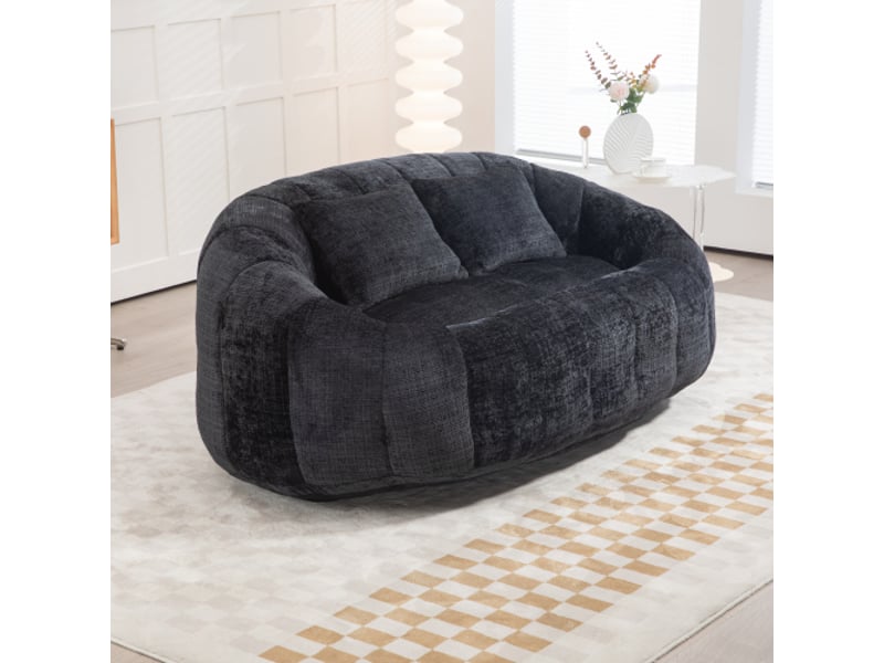  Canapé droit fixe 2 pl tissu noir canapé noir - Conforama E