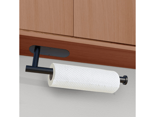 Porte-essuie-tout mural sous armoire pour essuie-tout de cuisine, barre autocollante, support, acier inoxydable sus304 13 pouces，noir