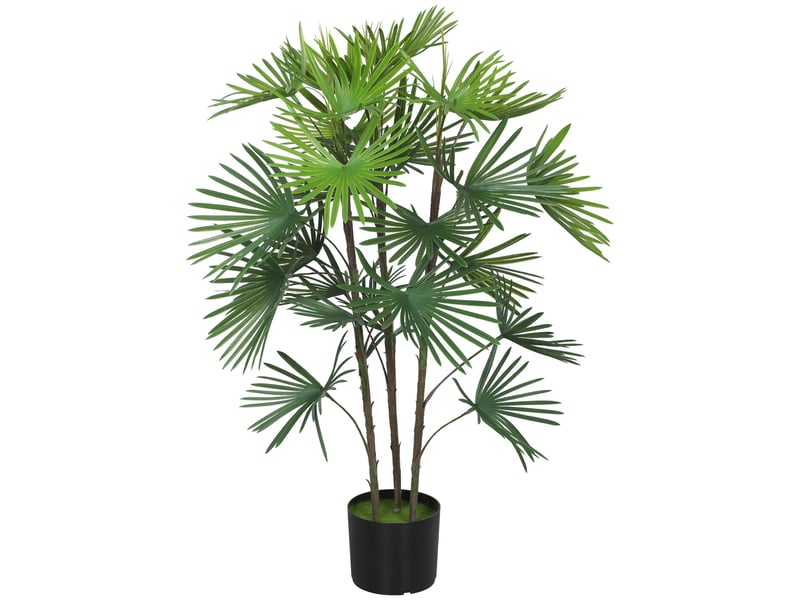  Palmier artificiel de 90 cm avec 24 feuilles en plastique vert, pot de ø16,5 x 13,5 cm  - Conforama B