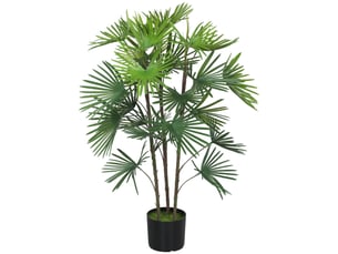 Palmier artificiel de 90 cm avec 24 feuilles en plastique vert, pot de ø16,5 x 13,5 cm