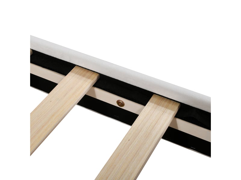  Lit jeune 90x200 cm avec rivets et sommiers, flanelle, beige, sans matelas  - Conforama R