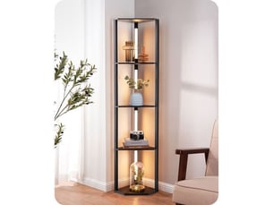 Lampe sur pied led 163 cm noire avec etageres integrees, variation d intensite, 3 temperatures de couleur, interrupteur au pied