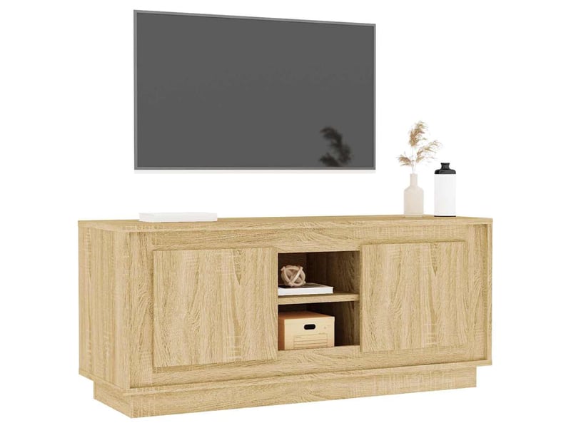  Meuble tv - banc tv - meuble de rangement chêne sonoma 102x35x45 cm bois d'ingénierie  - Conforama D