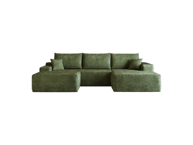  Canapé d’angle modulable 270 cm avec chaise longue en l – assise profonde, sans montage, vert – salon et chambre  - Conforama A
