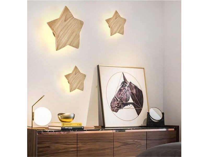  Appliques murales led moderne 18w applique bois créative étoile  22cm  - Conforama C
