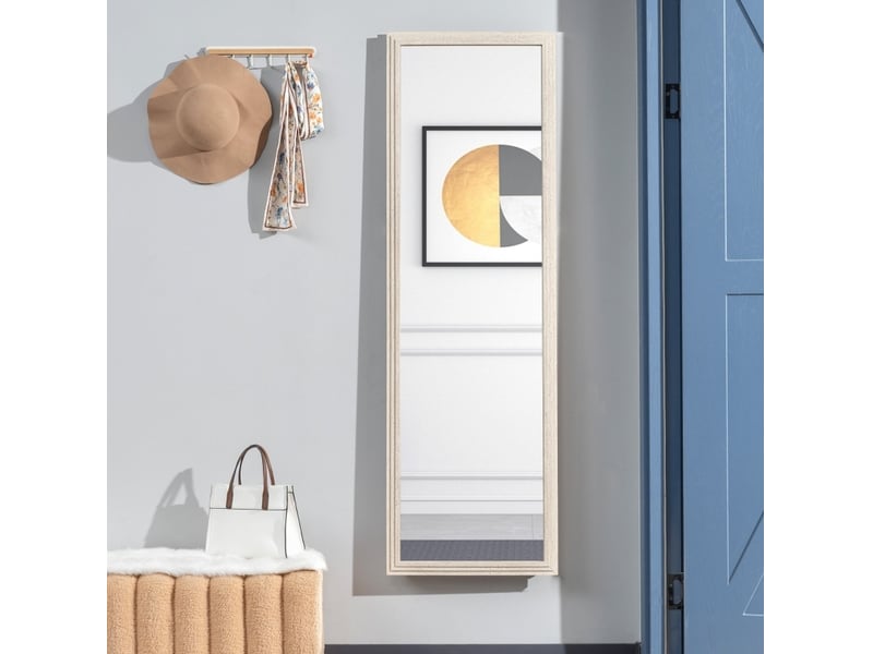  Miroir sur pied 50x160 cm rectangulaire avec cadre blanc  - Conforama C