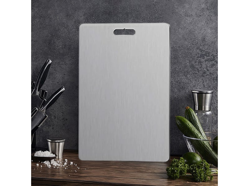 Planche à découper en acier inoxydable 60 x 40 cm double face 1 mm chicfurn - Conforama B
