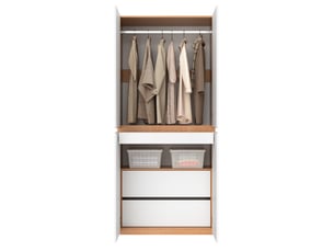 Armoire tcqpz 4 portes 90 x 50 x 200 cm avec penderie, tiroir à bijoux et rangements blanc effet chêne