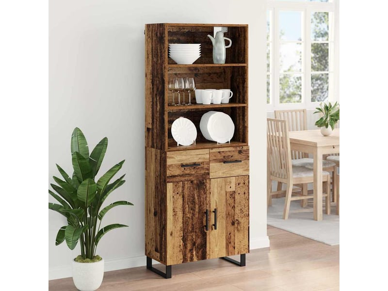  Haut armoire, armoire de rangement bois ancien 69,5x34x180 cm shl23586  - Conforama D