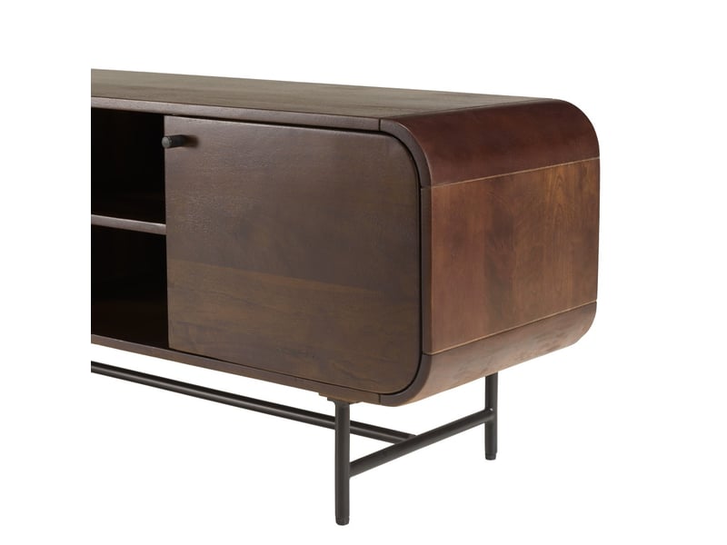  Alix - meuble tv design bois foncé et métal noir 3 portes alix  - Conforama D