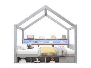 Lit cabane 140x200 cm OOIILLEE Luxe haut de gamme coloris gris